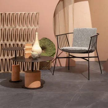 Скандинавская современная творческая комбинация гостиная металлический круглый бетонный журнальный столик из натурального мрамора оптом на заказ