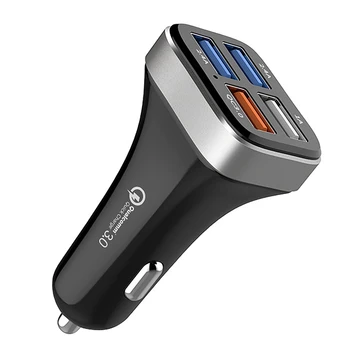 Автомобильное Зарядное Устройство Quick Charge 3,0 4 Порта Быстрой зарядки QC3.0 2.4A Автомобильные Зарядные устройства для мобильных телефонов Samsung S10