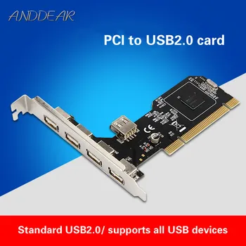 ANDDEAR USB2.0 карта расширения настольная карта адаптера PCI до 5 usb2.0 чип NEC usb c к hdmi vga usb c ethernet настенная пластина