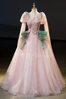 светло-розовая вуаль на плечо с цветочным бисером, бальное платье в стиле рококо, средневековое платье, платье эпохи Возрождения, платье королевы Викторианской эпохи /Belle Ball
