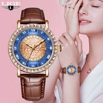 LIGE Top Роскошные Модные Повседневные Оригинальные женские часы Деловой Кожаный ремешок Браслет Кварцевые часы для женщин Водонепроницаемые наручные часы