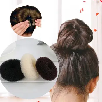 Женское нейлоновое кольцо для волос с пряжкой, однотонные аксессуары для волос в форме пончика в форме длинной полоски