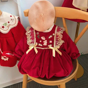 Зимняя одежда для девочек, платье для годовалой малышки, платье Чжуачжоу, платье принцессы на день рождения для маленькой девочки, осенне-зимняя бархатная юбка