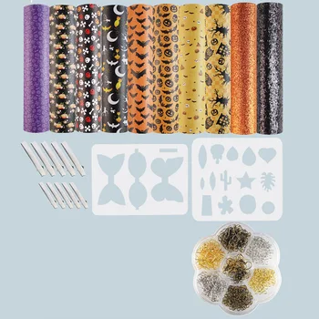 Индивидуальный кожаный набор для Хэллоуина Аксессуары для ушных крючков Зажим для утконоса Кожаная ткань Материал для изготовления брелка для сережек своими руками