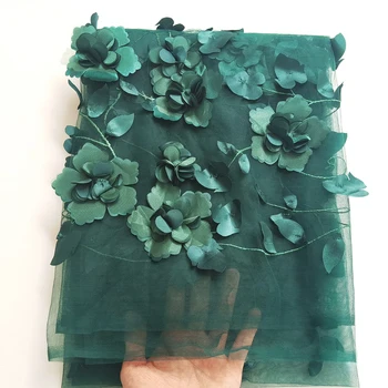 1 ярд Х 1,35 метра Белый Черный Зеленый Свадебный кружевной материал Ткань с 3D цветочной вышивкой