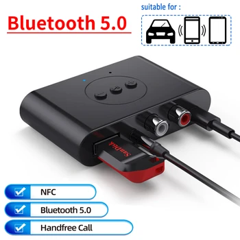 Аудиоприемник Bluetooth 5,0 U Диск NFC RCA 3,5 мм Разъем AUX Стерео Музыкальный Беспроводной Адаптер с Микрофоном для Автомобильного Комплекта Bluetooth Динамик