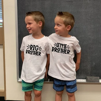 Детская футболка для старшего/ младшего брата, летняя модная футболка для маленьких мальчиков, детская забавная повседневная одежда с коротким рукавом