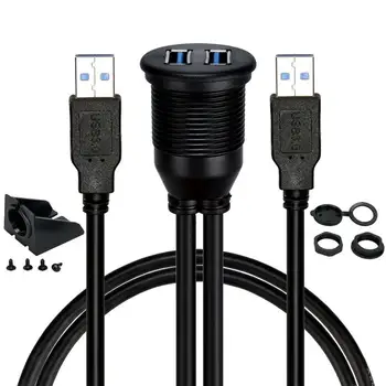 1 м Водонепроницаемый USB-док-адаптер для скрытого монтажа, панель приборной панели, удлинительный кабель USB 3.0 от мужчины к женщине для автомобиля, мотоцикла, черный