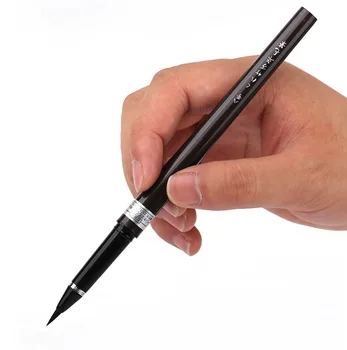 Ручка-кисточка Kuretake (№ 8), многоразовая, для надписей, каллиграфии, иллюстрации (1 Ручка и 2 набора чернил для перезаправки)