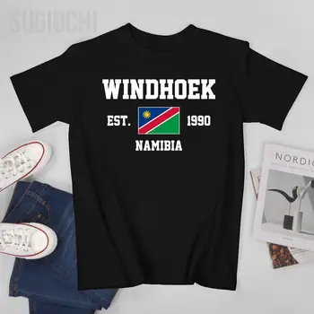 Патриотический Флаг Намибии EST.1990 Виндхук Мужская футболка Тройники Футболка С круглым вырезом Футболки Женская Одежда для мальчиков 100% Хлопок