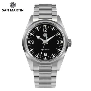 Спортивные мужские часы San Martin 38 мм NH35 Механизм с автоподзаводом, светящиеся часы BGW9, модные водонепроницаемые наручные часы из нержавеющей стали