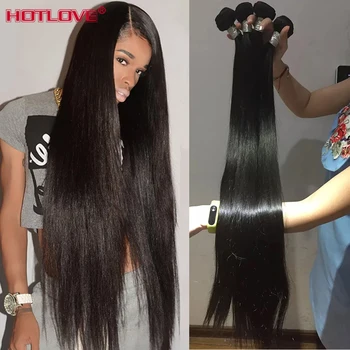 40 дюймов Пучки прямых волос Бразильского плетения Пучки человеческих волос для чернокожих женщин 1/3/4 шт. Наращивание волос Remy
