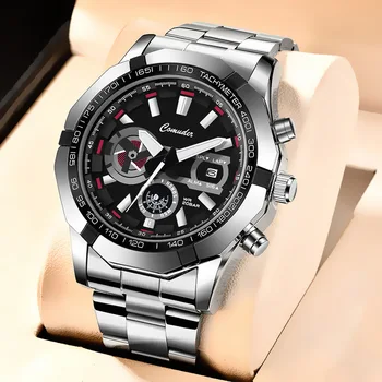 Модные брендовые мужские деловые кварцевые часы с креативным календарем, светящиеся часы из нержавеющей стали, оригинальные студенческие спортивные наручные часы