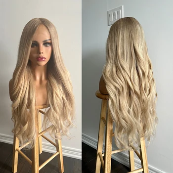 Изготовленный на Заказ Парик Sandy Blonde Balayage с Ahsy Blonde Lowlights 100% Virgin Human Hair HD Парик Фронта Шнурка 32