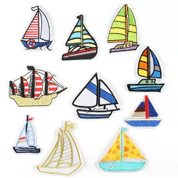 Серия PGY 1PCS Sailing Вышитые нашивки в виде сырных лодочек, наклеенные утюгом на значки, аппликации для отделки детской одежды для одежды пальто