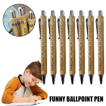 7ШТ Шариковая ручка с древесным зерном, черные чернила, фирменная Шариковая ручка, Офисные школьные канцелярские принадлежности для письма