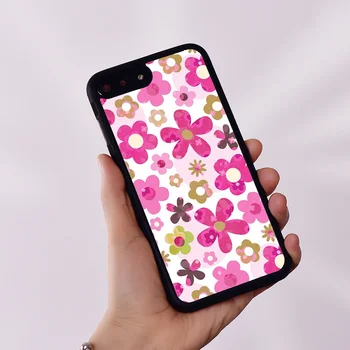 Полевой Цветок Силиконовый Резиновый Чехол Для Телефона Чехол для iPhone 6 6S 7 8 Plus X XS XR 11 12 13 14 Mini Pro Max Заводной Цветочный Детский Розовый