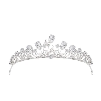 YYSuniee Изысканная Свадебная корона для новобрачных с овальным кубическим цирконием, диадемы для невесты, короны для женщин, головной убор, ювелирные аксессуары