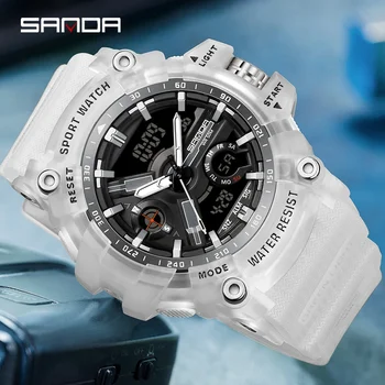 SANDA Новые Военные Ударные Часы G-Style Clock For Men Boy Кварцевые Аналоговые Наручные Часы Водонепроницаемые Спортивные Часы Мужские Светодиодные Цифровые Часы