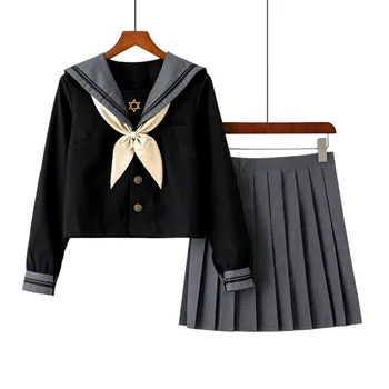 Мода JK Японская школьная форма Базовый костюм Сейлор Фуку S-2XL Школьная одежда Комплекты с плиссированной юбкой Аниме Косплей костюм
