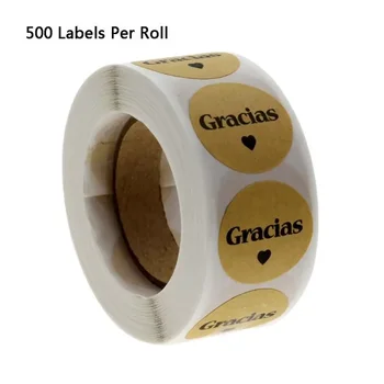 500шт Крафт-этикетки Gracias на испанском языке с надписью 