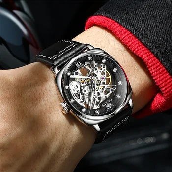 Новые роскошные модные часы OLEVS, водонепроницаемые мужские часы с квадратным циферблатом, автоматические механические наручные часы Relogio Masculino