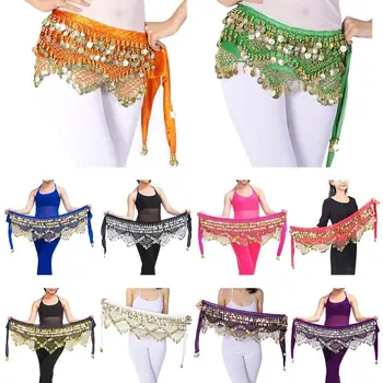 Для Таиланда/Индии/арабских костюмов для шоу с блестками, юбка танцовщицы с кисточками, шарф на бедрах, поясная цепочка для танца живота