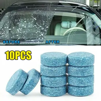 Шипучие таблетки для ветрового стекла автомобиля, твердый очиститель, стеклоочиститель, 10шт чистящих средств, автомобильные аксессуары для мытья от пыли домашнего оконного стекла,
