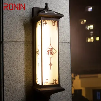 РОНИН Открытый Солнечный Настенный Светильник Творчество Китайское Бра Свет LED Водонепроницаемый IP65 для Домашнего Двора Вилла Крыльцо