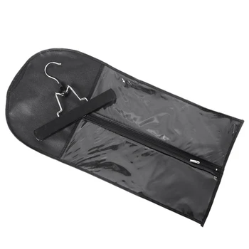 Сумка для парика на молнии, 3 комплекта (3 сумки + 3 вешалки) Черная сумка для наращивания волос, сумка для хранения, пыленепроницаемая сумка для наращивания волос
