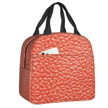 Крупнозернистая коричневая Кожаная текстура, изолированные сумки для ланча для женщин, термоохладитель с 3D рисунком, коробка для бенто, кемпинг, путешествия