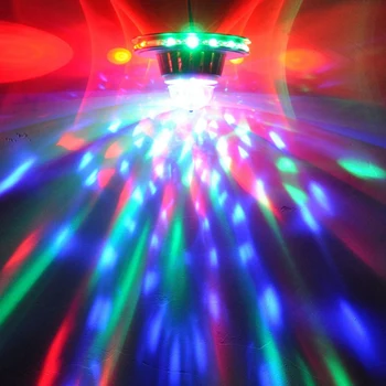 15 Вт Мини-диско-лампа 48LED RGB для домашней вечеринки Сценическая подсветка стены Вспышка Лазерный цветной луч Музыкальный свет Штепсельная вилка ЕС
