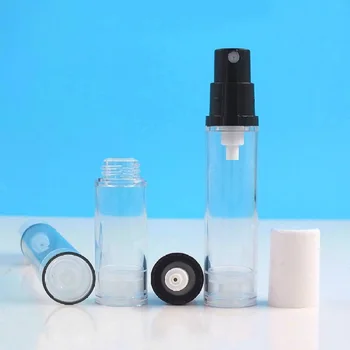10ML12ml прозрачная пластиковая безвоздушная бутылка черный насос лосьон / эмульсия / сыворотка для глаз /образец тонера эссенция распылитель тумана косметическая упаковка