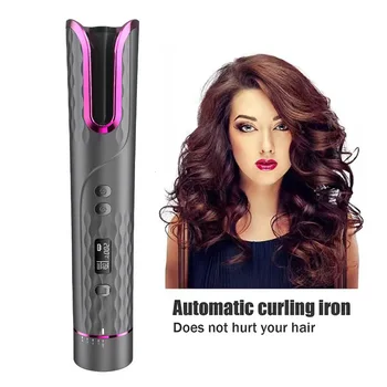 Автоматическая плойка для завивки волос, заряжаемая через USB, Щипцы для завивки волос, локоны, волны, Инструменты для укладки волос, Беспроводной керамический вращающийся стайлер для завивки волос, женский
