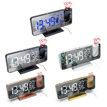Проекционный будильник, светодиодный Цифровой регулятор температуры, USB-часы для зарядки, FM-радио с проекцией на 180 °, смарт-часы, Инструмент для украшения дома
