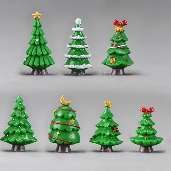 Микро-ландшафтные украшения из смолы в форме Рождественской елки, Имитация Рождественского Пейзажа, Аксессуары для дерева, Украшения стола, Подарки