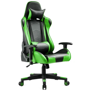 Хит продаж, искусственная кожа хорошего качества контрастного цвета, игровое кресло премиум-класса для геймеров, гоночное зеленое игровое кресло