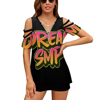 Копия Dream Smp Новый Модный Топ На молнии С открытыми плечами, Женская рубашка с коротким рукавом Dream Smp Dream Smp Realm Dream Smp Trend Dream Smp