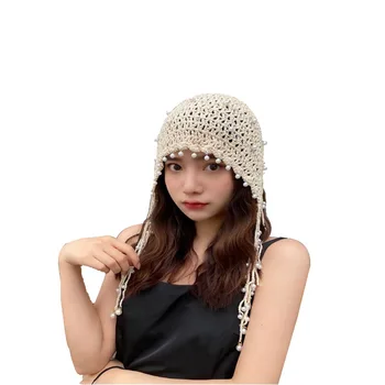 Новая Шапочка ручной вязки с простым и универсальным Рисунком, Женская Художественная Весенне-летняя Японская Внешняя Солнцезащитная Шляпа