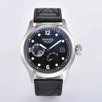Новые Мужские часы Parnis с черным циферблатом 46,5 мм, Автоматические Часы с Календарем Запаса хода, Механические Мужские часы reloj hombre marca de lujo 2023