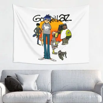 Gorillaz Гобелен из рок-музыки, висящий на стене, тканевый гобелен в стиле хиппи, богемное настенное одеяло, декор стен 95x73 см