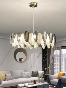 Хрустальная люстра в стиле постмодерн, американский свет, роскошная лампа в гостиной, теплый свет в спальне, Креативный ресторан Feather