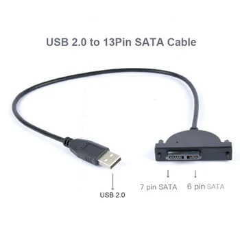 USB 2.0 к Mini SATA 7 + 6 13Pin HDD Caddy Drive Кабель Внешнего Оптического Привода Конвертер Для Ноутбука CD-ROM DVD-ROM