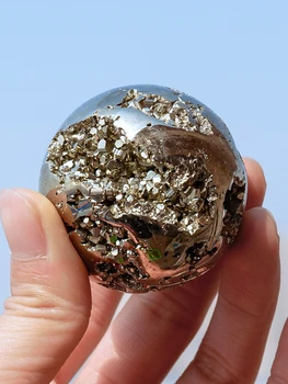 Природный кристалл пирит друзы жеода кластер сфера шар украшения каменная руда золотой шар рудник странный камень
