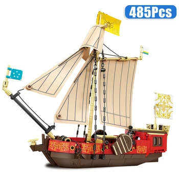 Креативный классический парусник, парусная лодка, судно, строительные блоки, пиратский корабль, шхуна, Сборка кирпичей, игрушки, подарки для детей и взрослых