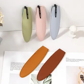 Овальный чехол для ручек, портативная мини-сумка для ручек из искусственной кожи, сумка для хранения канцелярских принадлежностей Macaron Color для студентов