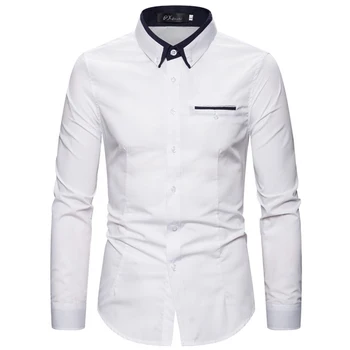 Классическая рубашка с воротником-лацканом, Мужская рубашка с принтом, Блузка с длинным рукавом, идеально подходящая для повседневных и официальных мероприятий