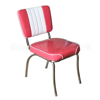 Обеденный стул O57Bright из красной и белой кожи в тон музыкальному ресторану, прозрачный бар, обеденный стул из нержавеющей стали, тематика ресторана resta