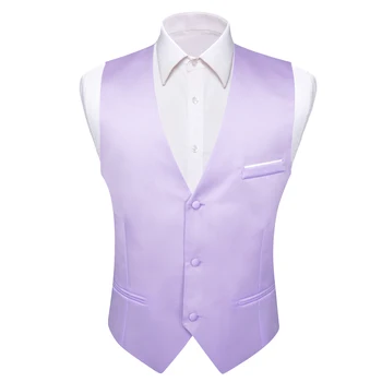 Роскошный мужской жилет из шелкового атласа, однотонный фиолетовый жилет, Официальная деловая свадебная куртка без рукавов, повседневные топы Barry Wang