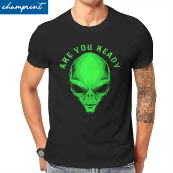 Футболки Alien Are You Ready For Halloween, мужская винтажная хлопковая футболка с круглым воротом, футболка с коротким рукавом, идея подарка, одежда